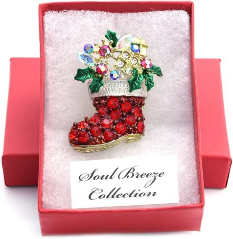 Merry Christmas Jewelry Poinsettia Flower Tree Candy Cane Charm Brooch Pin in Saudi Arabia