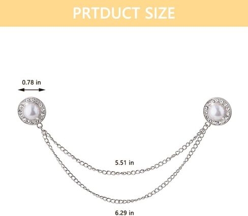 Pearl Brooch Pins Hanging Chain Lapel Pin for Men Suits Rhinestone Brooch Pin Tassel Chain Brooches Collar Pins Pearl Accessories for Men Women Dress Suit Shirt Collar Chains in Saudi Arabia
