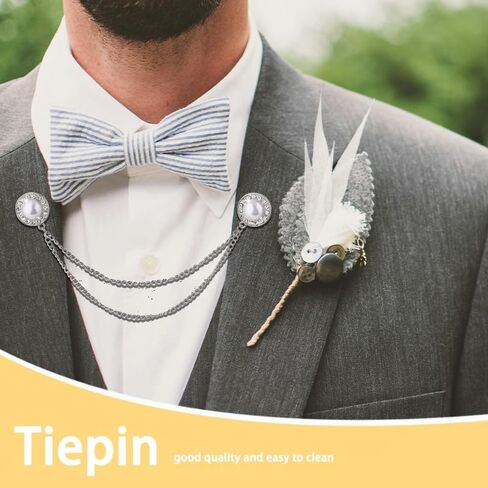 Pearl Brooch Pins Hanging Chain Lapel Pin for Men Suits Rhinestone Brooch Pin Tassel Chain Brooches Collar Pins Pearl Accessories for Men Women Dress Suit Shirt Collar Chains in Saudi Arabia