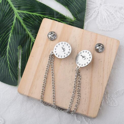 Pearl Brooch Pins Hanging Chain Lapel Pin for Men Suits Rhinestone Brooch Pin Tassel Chain Brooches Collar Pins Pearl Accessories for Men Women Dress Suit Shirt Collar Chains in Saudi Arabia