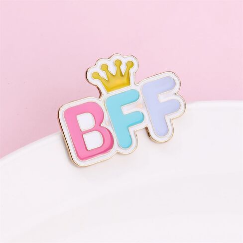 2PCS Bff Crown Friendship Brooch Pins Set for Women Funny Cute Cartoon Enamel Lapel Badge for Backpacks Badge Hat Dress Xmas Birthday Costume Best Friends Jewelry Gifts Bestie Sister Daughter in Saudi Arabia