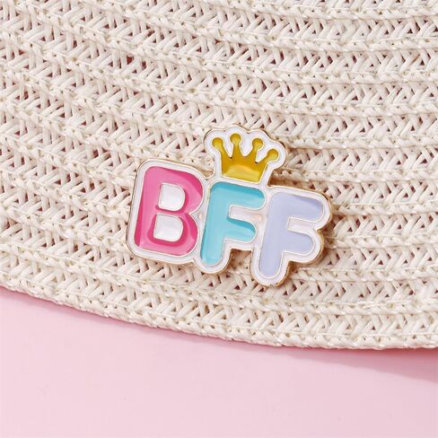 2PCS Bff Crown Friendship Brooch Pins Set for Women Funny Cute Cartoon Enamel Lapel Badge for Backpacks Badge Hat Dress Xmas Birthday Costume Best Friends Jewelry Gifts Bestie Sister Daughter in Saudi Arabia