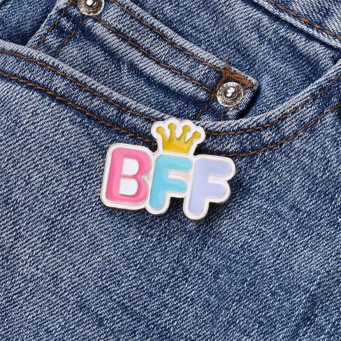 2PCS Bff Crown Friendship Brooch Pins Set for Women Funny Cute Cartoon Enamel Lapel Badge for Backpacks Badge Hat Dress Xmas Birthday Costume Best Friends Jewelry Gifts Bestie Sister Daughter in Saudi Arabia