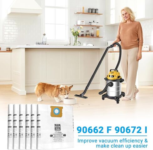 90662 Type F / 90672 Type I Vacuum Bags Replacement for Shop Vac 10-14 Gallon Disposable Collection Filter Bag, Part# 9066200, 9066233, 9067200, 9067233, VF2005(6 Pack) in Kuwait