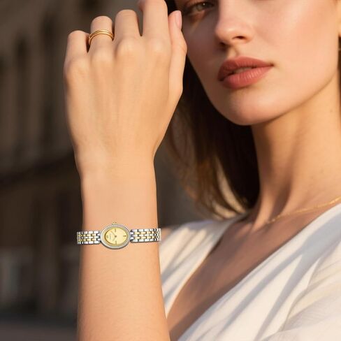 Gold Watches for Women,Minimalist Analog Womens Watch with Stainless Steel Band,Oval Case,Water Resistant Includes Bracelet Adjustment Tool in Saudi Arabia