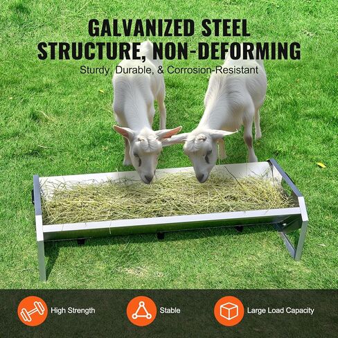 VEVOR Livestock Hay Feeder, 24 Gallons Large Capacity, Heavy-Duty Steel Goat Hay Rack, 27'' Long Wall Mounted Horse Hay Holder, Multiple Sided Feeding Rack for Sheep Farm Livestock Indoor Outdoor in Saudi Arabia