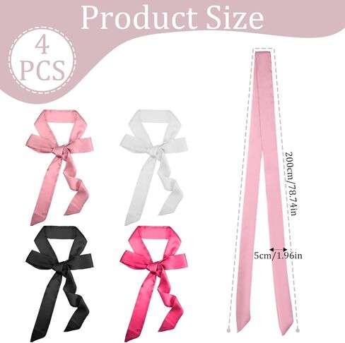 4 Pcs Satin Bathrobe Belt Replacement Wedding Satins Sash-Belts Long Double Side Satin Belt for Party Special Occasion 79 x 2 Inches, Black, White, Grey, Pink in Saudi Arabia