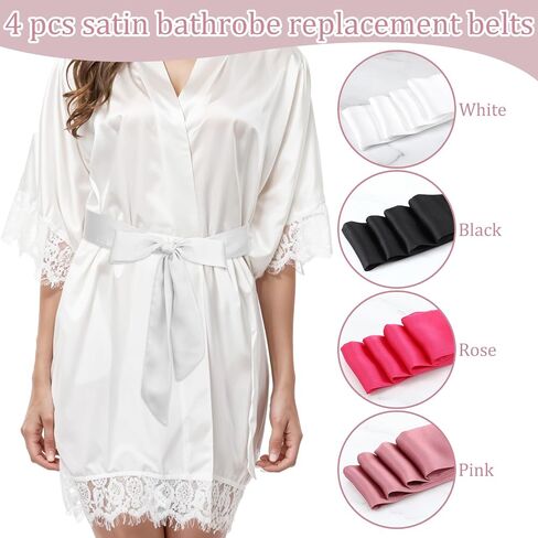 4 Pcs Satin Bathrobe Belt Replacement Wedding Satins Sash-Belts Long Double Side Satin Belt for Party Special Occasion 79 x 2 Inches, Black, White, Grey, Pink in Saudi Arabia