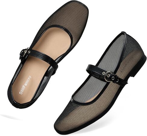 Leopard Flats for Women Mesh Ballet Flats Mary Jane Animal Print Shoes Slip On Casual Breathable Ballerina Flats in Saudi Arabia