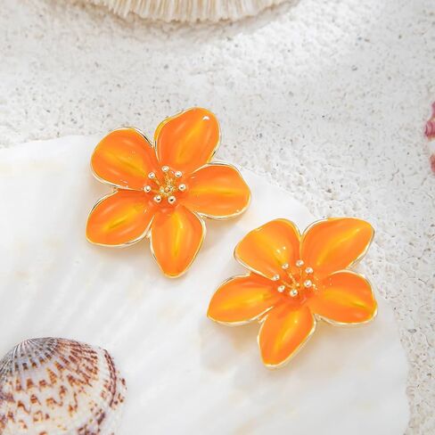 Flower Earrings for Women Color Boho Statement Earring Unique Trendy Floral Earrings Spring Jewelry in Kuwait