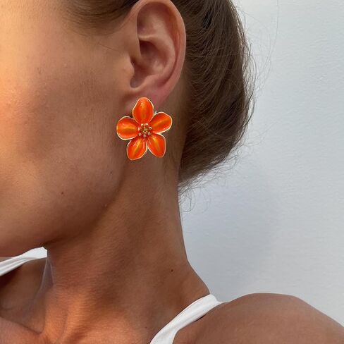 Flower Earrings for Women Color Boho Statement Earring Unique Trendy Floral Earrings Spring Jewelry in Kuwait