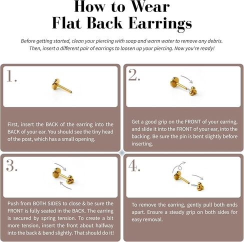 Cubic Zirconia Diamond Stud Earrings for Women | Hypoallergenic Earrings for Women with Flat Back, No-Poke Design | Non-Tarnish, Implant-Grade Titanium | Round Cut CZ Studs Earrings in Saudi Arabia