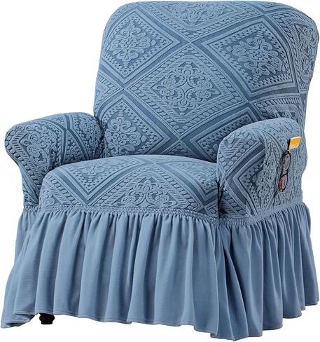 Collections Etc Stylish Trellis Design Ruffled Border Stretch Furniture Cover in Saudi Arabia