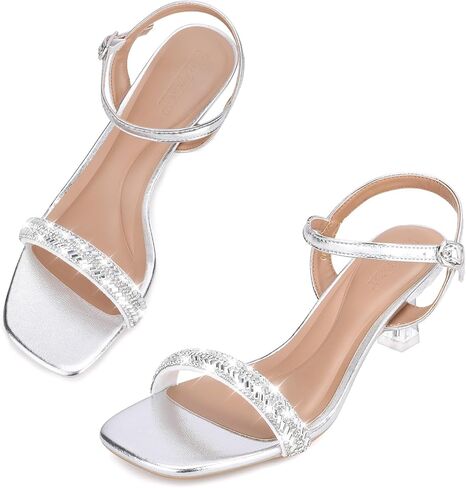 Trakxy Rhinestone Open Toe Sandals شفاف متدرج كعب هريرة لمضخات الزفاف أحذية مريحة رسمية لزفاف الزفاف فستان حفلة موسيقية in Kuwait