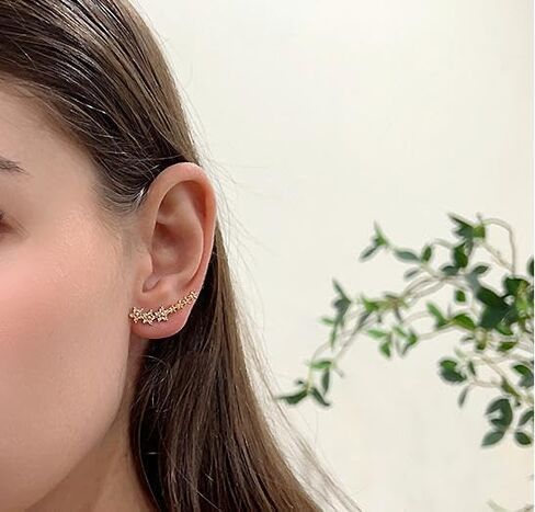Flower Ear Climbers Earrings For Women, 925 Silver Needle Dainty Cz Star Shiny Stud Cuff Crawler Earrings For Bride Wedding Christmas Jewelry Gift in Saudi Arabia