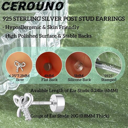 Flat Back Stud Earrings - 925 Sterling Silver Post Flatback Earrings Gold Silver Cubic Zirconia Earrings Studs for Women in Saudi Arabia