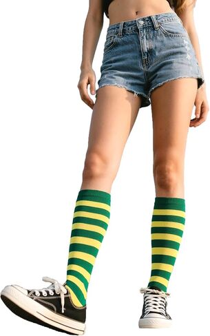 Striped Knee High Socks for Women Colorful Long Tube Socks Halloween Party Costume Knee Highs Calf Stocking Sock in Saudi Arabia