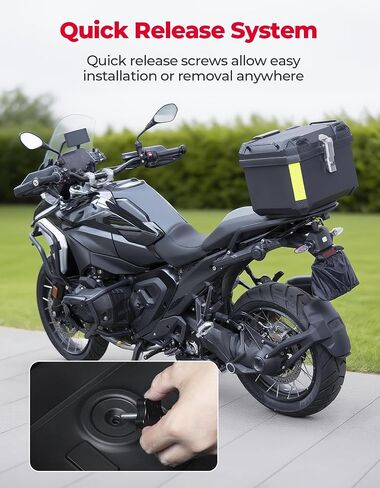 KEMIMOTO Motorcycle Top Case, Universal PP Plastic Trunk Motorbike Tail Box for All Motorbike, 45L Waterproof Detachable Motorcycle Tail Bag with Lock & Back Cushion, Black in Saudi Arabia