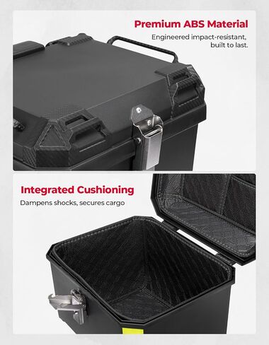 KEMIMOTO Motorcycle Top Case, Universal PP Plastic Trunk Motorbike Tail Box for All Motorbike, 45L Waterproof Detachable Motorcycle Tail Bag with Lock & Back Cushion, Black in Saudi Arabia