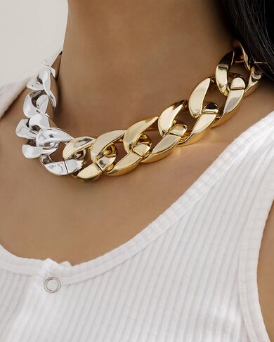 Chunky Gold Necklace for Women Cuban Link Chain Necklace Chunky Gold Choker Hip Hop Statement Jewelry Gifts for Her in Saudi Arabia
