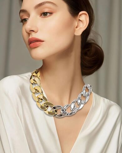Chunky Gold Necklace for Women Cuban Link Chain Necklace Chunky Gold Choker Hip Hop Statement Jewelry Gifts for Her in Saudi Arabia