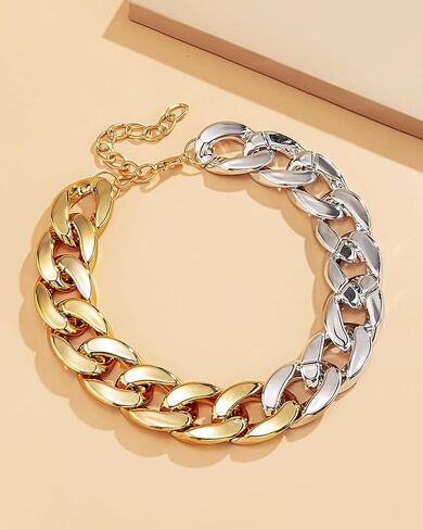 Chunky Gold Necklace for Women Cuban Link Chain Necklace Chunky Gold Choker Hip Hop Statement Jewelry Gifts for Her in Saudi Arabia