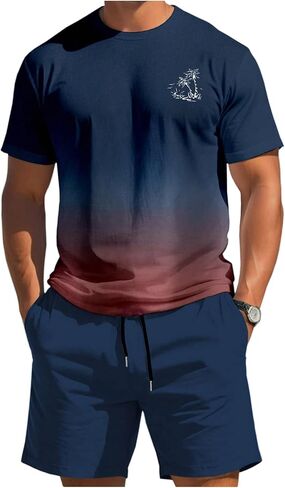 ملابس Gorglitter Men's 2 قطعة Summer Cruise Cruise Tropical Tropical Graphic Tirt و Shorts in Kuwait