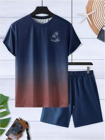 ملابس Gorglitter Men's 2 قطعة Summer Cruise Cruise Tropical Tropical Graphic Tirt و Shorts in Kuwait