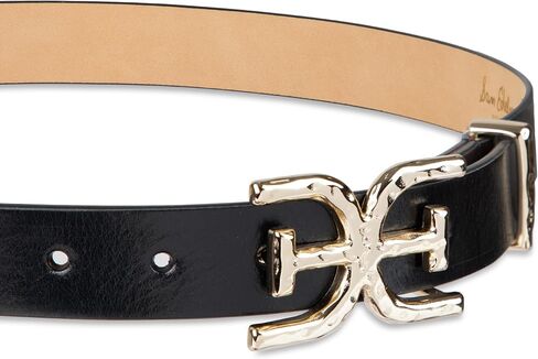 Sam Edelman Women's Double-e Plaque Logo Hammered Buckle and Loop Leather Belt for Jeans, Dresses and Trousers in Saudi Arabia