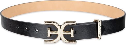 Sam Edelman Women's Double-e Plaque Logo Hammered Buckle and Loop Leather Belt for Jeans, Dresses and Trousers in Saudi Arabia