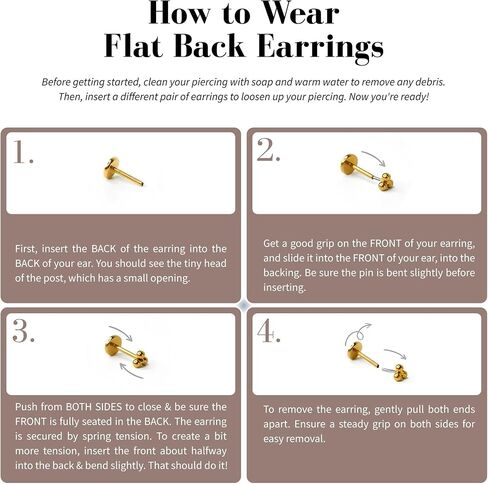 Cubic Zirconia Diamond Stud Earrings for Women | Hypoallergenic Earrings for Women with Flat Back, No-Poke Design | Non-Tarnish, Implant-Grade Titanium | Round Cut CZ Studs Earrings in Saudi Arabia