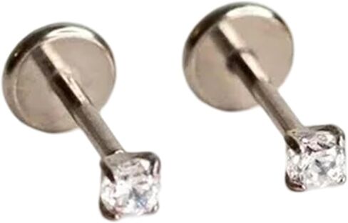 Cubic Zirconia Diamond Stud Earrings for Women | Hypoallergenic Earrings for Women with Flat Back, No-Poke Design | Non-Tarnish, Implant-Grade Titanium | Round Cut CZ Studs Earrings in Saudi Arabia