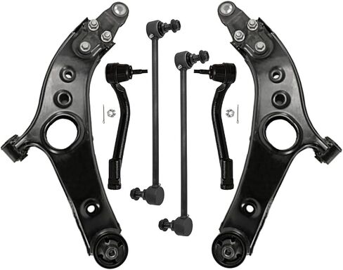 Detroit Axle-6pc مجموعة أذرع التحكم في النهاية الأمامية لـ Hyundai 2013-2014 Santa Fe XL ، 2013-2018 Santa Fe Sport ، 2 مفاصل كرة ذراعي منخفضة 2 قضبان الترجيع 2 قضبان التعادل الخارجية بديلة in Kuwait
