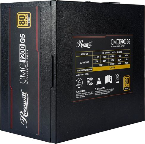 Rosewill CMG5 850W, ATX 3.0 & 3.1 Compatible, 80+ Gold Full Modular Power Supply, PCIe 5.0 600W 12V-2x6 Connector, 100% Japanese Electrolytic Capacitor, Eco Silent Mode, 120mm FDB Fans - CMG850G5 in Kuwait