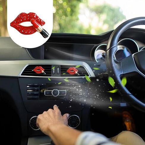 4 PCS Car Vent Accessories, Bling Lip Air Vent Clips, Car Interior Decor Charm, Cute Car Accessories for Women (Pink) in Kuwait