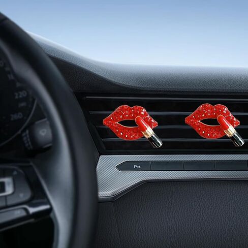 4 PCS Car Vent Accessories, Bling Lip Air Vent Clips, Car Interior Decor Charm, Cute Car Accessories for Women (Pink) in Kuwait