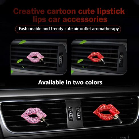 4 PCS Car Vent Accessories, Bling Lip Air Vent Clips, Car Interior Decor Charm, Cute Car Accessories for Women (Pink) in Kuwait