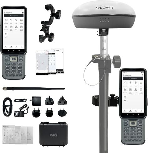 SMA20RTK PPK PPP IMU NOAA certificated GNSS Land Surveying Equipment Rover Base Collector with Software, 25km Distance 3±cm Accuracy by PPK, (Exclude Tripod&Pole) in Kuwait