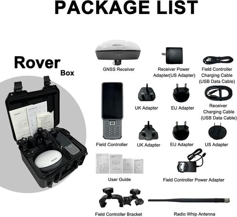 SMA20RTK PPK PPP IMU NOAA certificated GNSS Land Surveying Equipment Rover Base Collector with Software, 25km Distance 3±cm Accuracy by PPK, (Exclude Tripod&Pole) in Kuwait