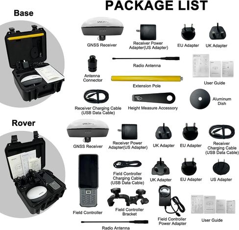 SMA20RTK PPK PPP IMU NOAA certificated GNSS Land Surveying Equipment Rover Base Collector with Software, 25km Distance 3±cm Accuracy by PPK, (Exclude Tripod&Pole) in Kuwait