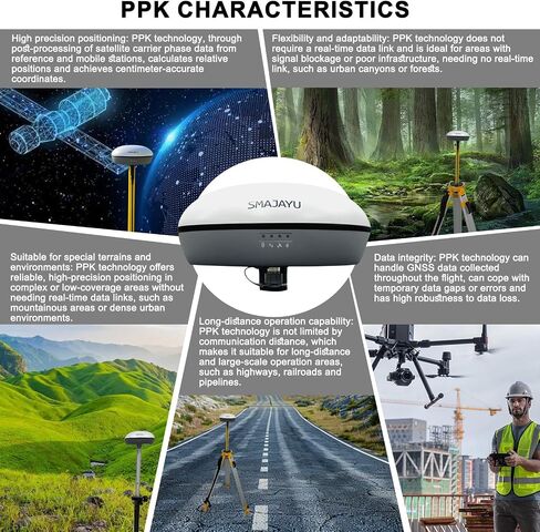 SMA20RTK PPK PPP IMU NOAA certificated GNSS Land Surveying Equipment Rover Base Collector with Software, 25km Distance 3±cm Accuracy by PPK, (Exclude Tripod&Pole) in Kuwait