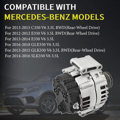 180AMP 12V المولد المتوافق مع Mercedes-Benz C350 GLK350 2013-2015 ، E350 2012-2014 ، GLE350 2016-2018 ، SLK350 2014-2016 ، REPALCE # 0009063622222222222222. in Kuwait
