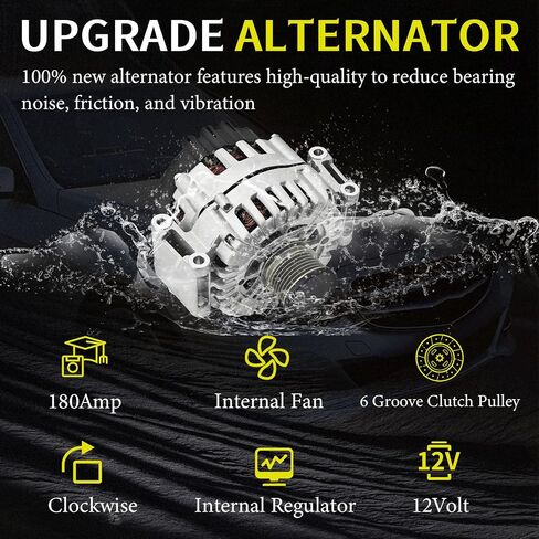 180AMP 12V المولد المتوافق مع Mercedes-Benz C350 GLK350 2013-2015 ، E350 2012-2014 ، GLE350 2016-2018 ، SLK350 2014-2016 ، REPALCE # 0009063622222222222222. in Kuwait