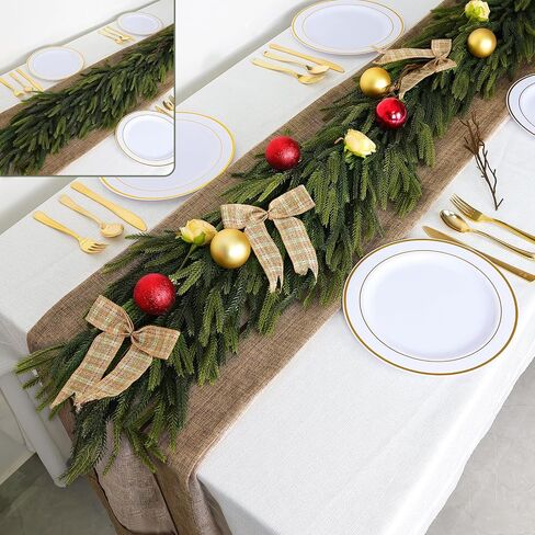 6fts Norfolk Pine Garland - Greenery Garland Real Touch ، النباتات الخضراء الكثيفة لعيد الميلاد الداخلي في الهواء الطلق ، وعطلات ، وتزيين المنزل (1 ، 6 أقدام) in Kuwait