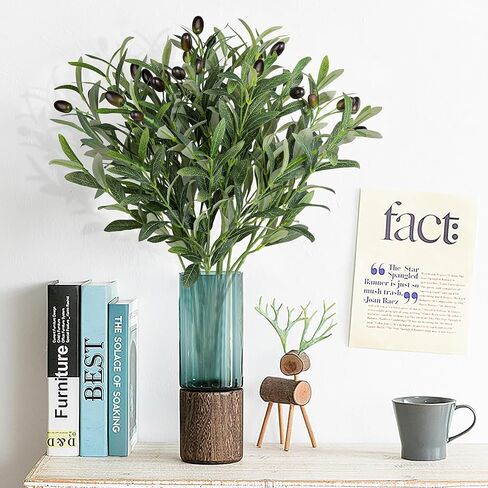 XONOR Artificial Olive Branches Artificial Olive Greenery Leaves Stems for Vases Fake Fruits Faux Silk Plants for Tabletop Home Office Decoration (6Pcs, 18'') in Saudi Arabia
