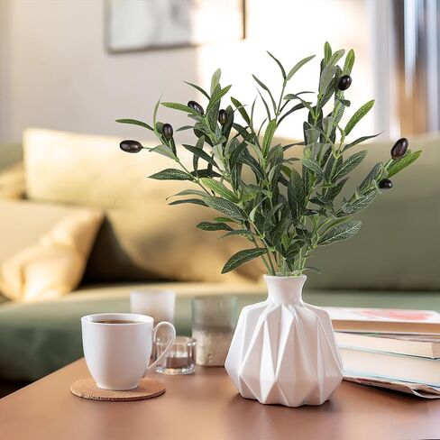XONOR Artificial Olive Branches Artificial Olive Greenery Leaves Stems for Vases Fake Fruits Faux Silk Plants for Tabletop Home Office Decoration (6Pcs, 18'') in Saudi Arabia