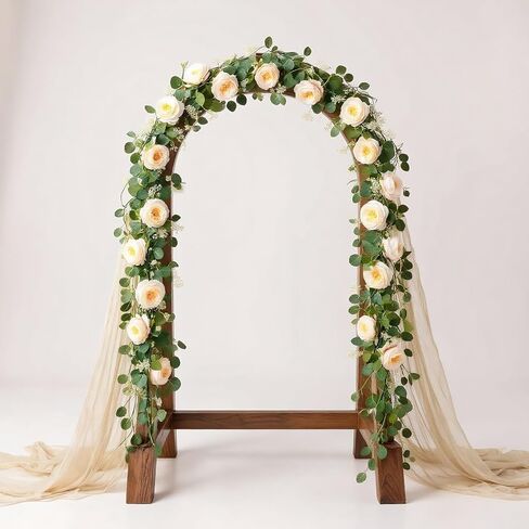 2Pcs Total 13 feet Eucalyptus Flower Garland with Fake Rose Flower, Artificial Fake Flowers Greenery Garland Floral Vines for Decoration Party Wedding Table Indoor Outdoor Backdrop Wall Decor（Pink） in Saudi Arabia