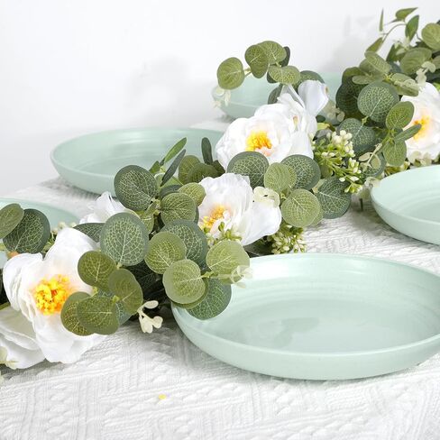 2Pcs Total 13 feet Eucalyptus Flower Garland with Fake Rose Flower, Artificial Fake Flowers Greenery Garland Floral Vines for Decoration Party Wedding Table Indoor Outdoor Backdrop Wall Decor（Pink） in Saudi Arabia