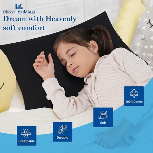 Toddler Travel Youth Pillowcase 16 × 22 بوصة ، 100 ٪ مجموعة قطنية مصرية ناعمة من 2 وسادة صغيرة 500 عدد الخيط مع سوستة إغلاق بيدلر وسادة 16x22 ، رمادية in Kuwait