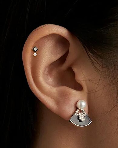 COCHARM 16G Threadless Labret Stud Earrings Flat Back Helix, Tragus, Cartilage,Conch Piercing Jewelry Square CZ Push Pin Lobe Stud 6mm 8mm 316L Steel Silver, Gold in Saudi Arabia